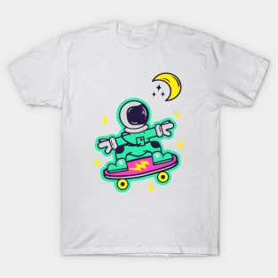 Space Man On Board Skateboarding On Space T-Shirt